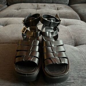 Steve Madden Black Strappy Platform Women Sandals